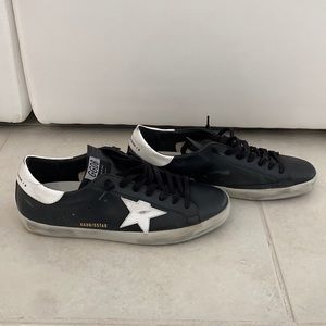 Black Super-Star Sneakers in Leather White Star